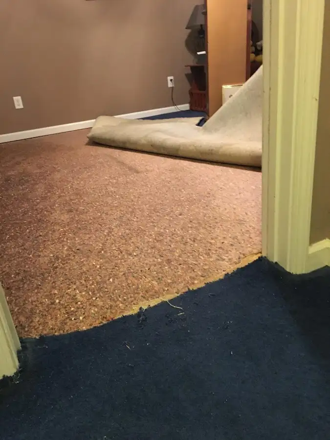 Carpet pad removal revealing water damage during Drying & Dehumidification in Salt Lake City