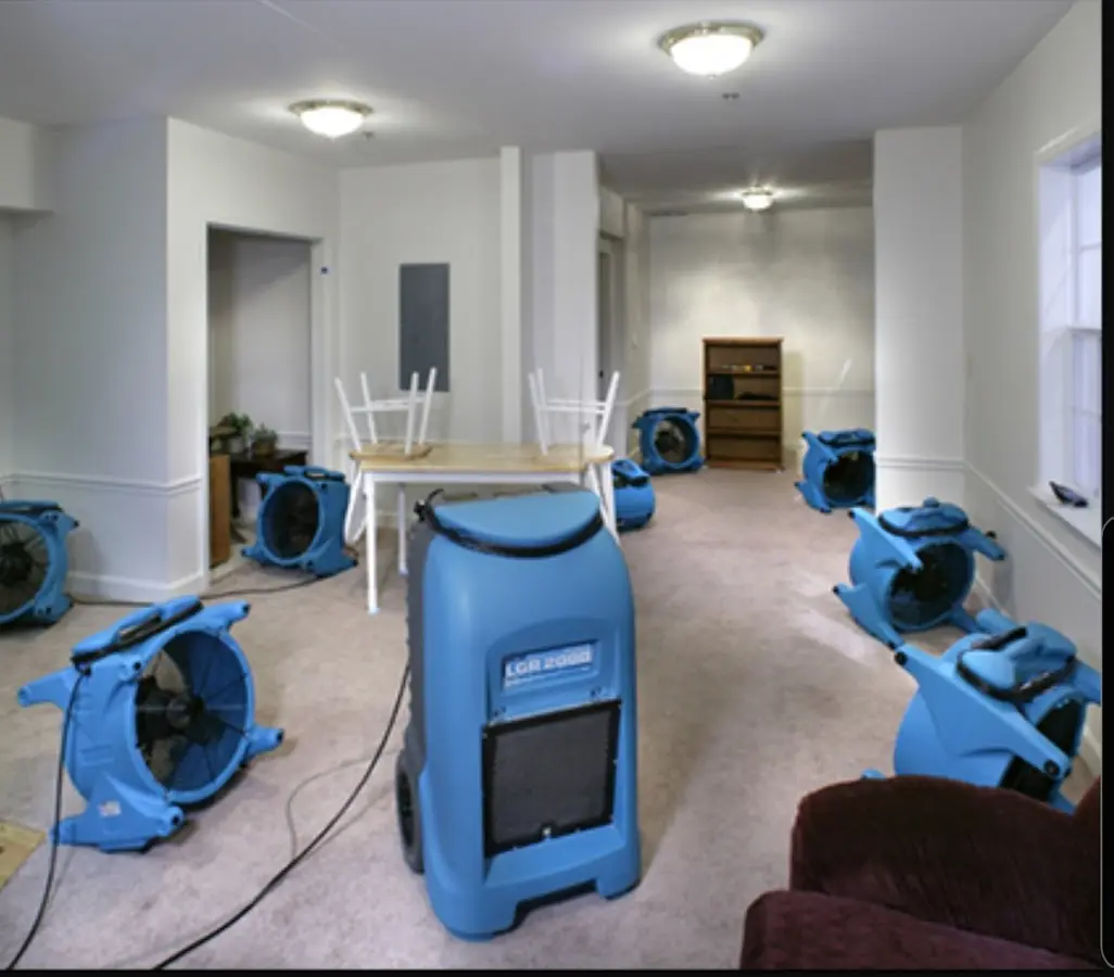 Air movers and dehumidifier setup for Water Damage Restoration in Salt Lake City